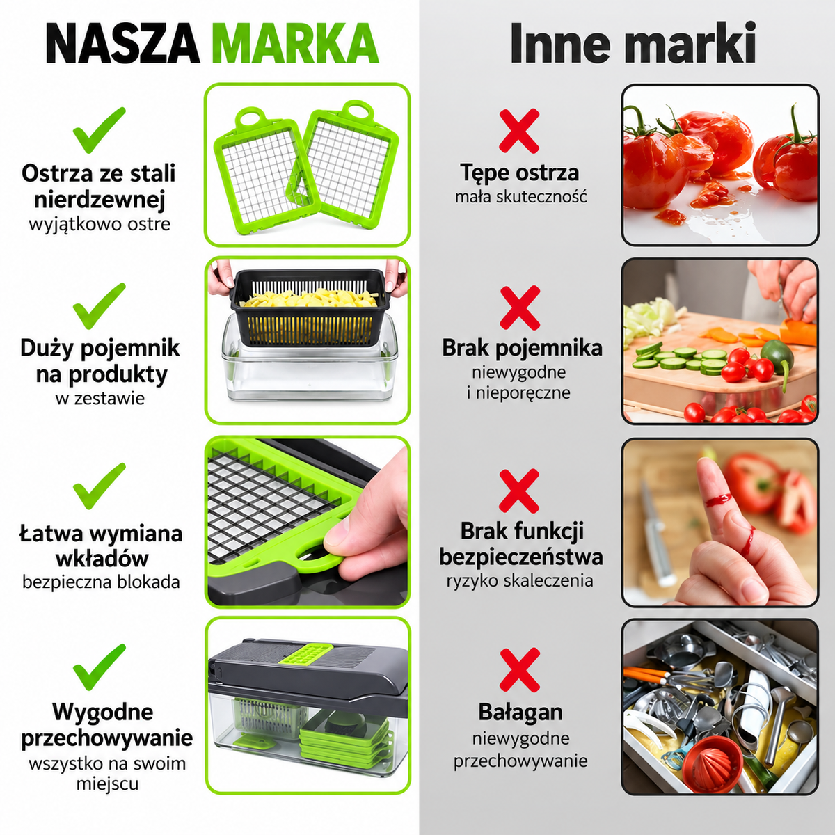 Szatkownica do Warzyw 12w1 – Bezpieczna, Szybka, Bez Noża